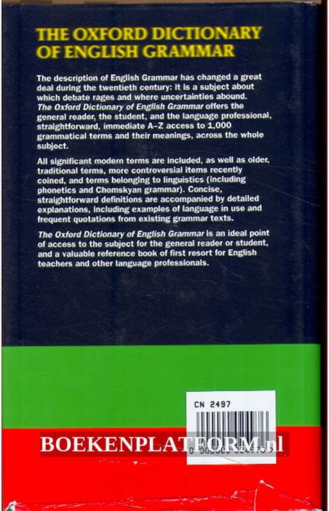 The Oxford Dictionary Of English Grammar Boekenplatformnl