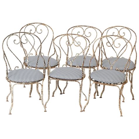 A Set Of Six French Antique Wrought Iron Garden Chairs Circa 1900 At