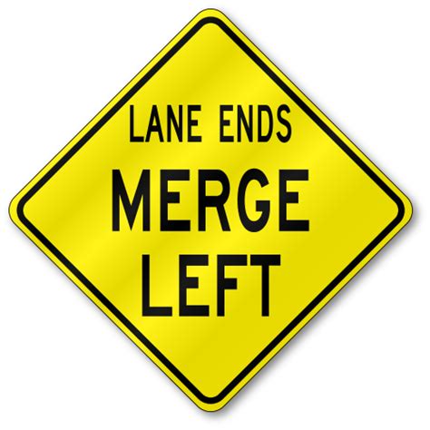 Lane Ends Merge Left W9 2l Traffic Sign 080 Outdoor Reflective