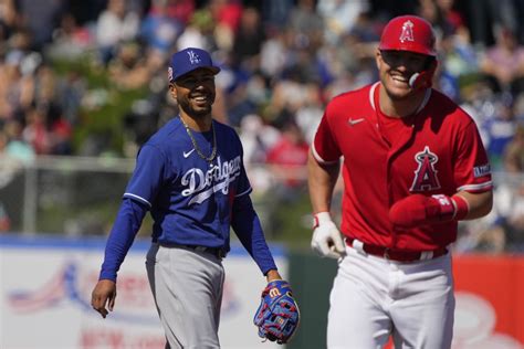 Dodgers Mookie Betts Is Enjoying Playing Alongside Angels Mike Trout In