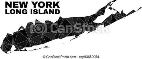 Vector Triangle Filled Long Island Map Low Poly Long Island Map
