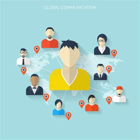 Flat Social Media And Network Concept Business Background Global