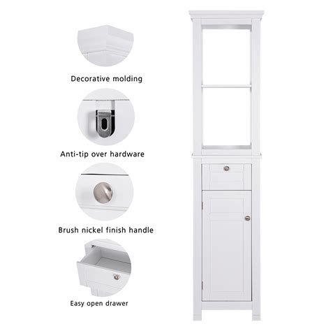 Spirich Home Bathroom Freestanding Storage Cabinet With Two Tier Open
