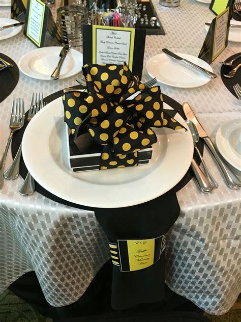 Yellow And Black Place Setting Place Settings Table Decorations