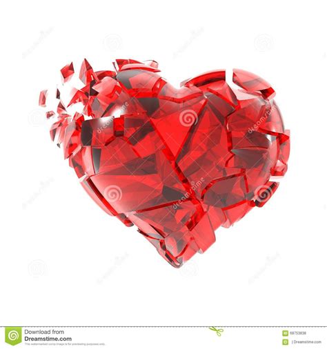 Roto En Pedazos De Corazón De Cristal Rojo Stock De Ilustración