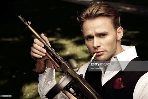 Portrait Of Mobster With Tommy Gun High Res Stock Photo Getty Images
