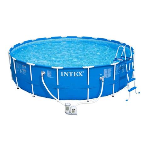 Intex 18 Ft Round X 48 In Deep Metal Frame Pool With 1500 Gal