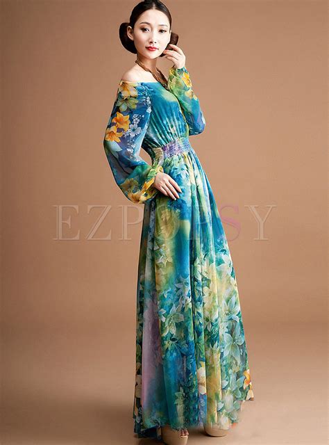 Dresses Maxi Dresses Off Shoulder Long Sleeve Beach Maxi Dress