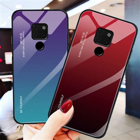 Tempered Glass Case For Huawei Mate 20 Pro Case Luxury Gradient Back