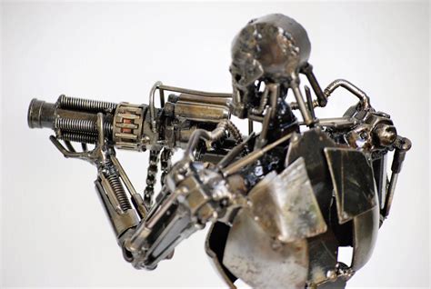 Terminator Metal Sculpture Skull Man Model Recycled Handmade Etsy
