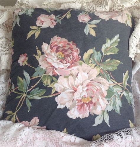 Cabbage Rose Pillow Cover Great Colors Of Slate Grey And Pink Rose