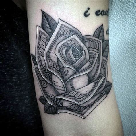 A black rose tattoo on the arm is a bold and beautiful design that can be very symbolic and meaningful. 80 Money Rose Tattoo Designs For Men Cool Currency Ink ...