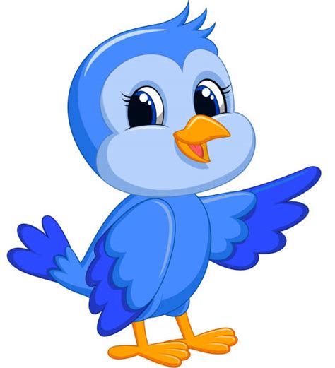 Cartoon Bluebird Waving Bird Illustrations Royalty Free Vector