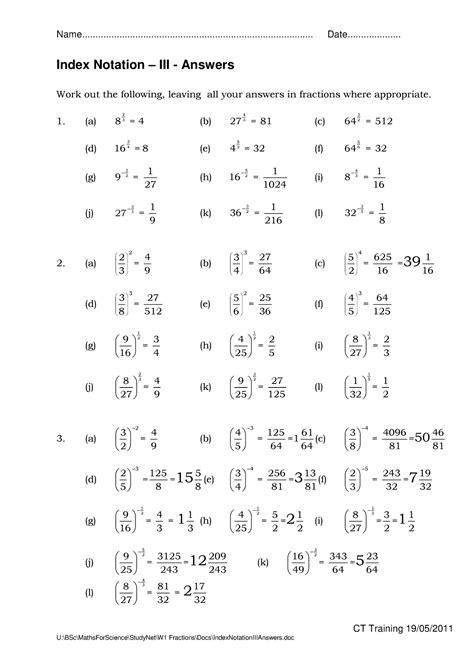 Index Notation Worksheet Two Answers Week One Studocu