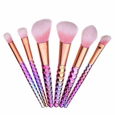 Too shiny, slick, and obviously plastic. 6pcs Gradient Color Soft Synthetic Hair Makeup Brushes Kit ...