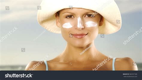 Suntan Lotion Woman Applying Sunscreen Solar Stock Photo Shutterstock