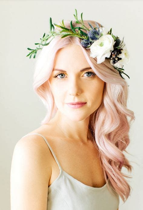 Pink Wedding Hair With Fresh Flowers Crown