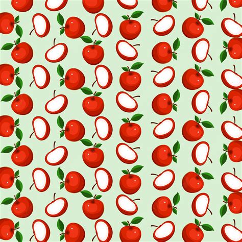 Seamless Apple Fruits Pattern Background Vector Apple Pattern Apple