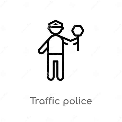 Outline Traffic Police Vector Icon Isolated Black Simple Line Element
