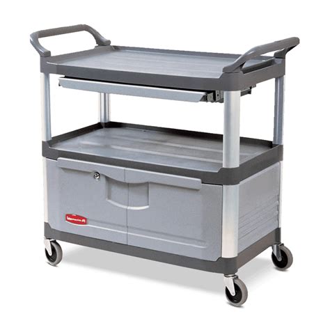 X Tra Equipment Cart With Lockable Doors And Sliding Drawers Grey
