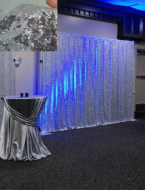 Silver Sequin Backdrop 8x8ft Romatic Sequin Curtain Backdrop For