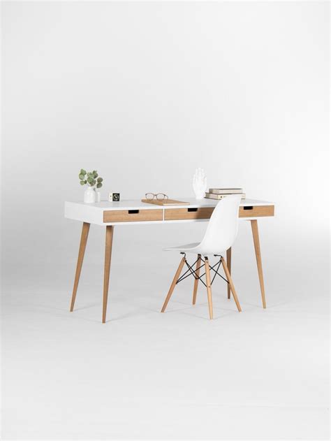 Top 10 best mid century modern desks. White wooden desk with solid oak drawers mid century ...