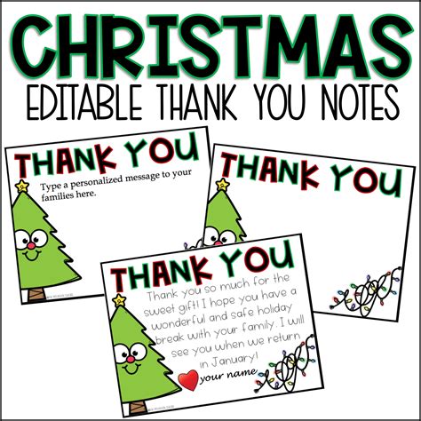 Editable Christmas Thank You Card Template Made By Teachers