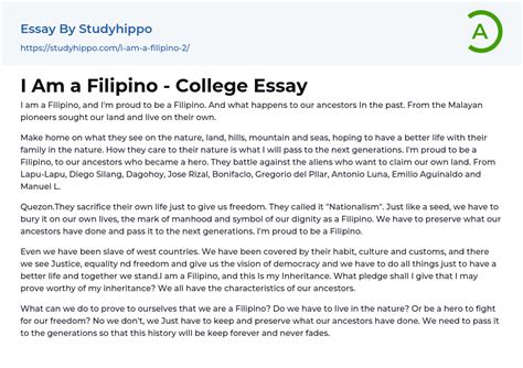 I Am A Filipino College Essay