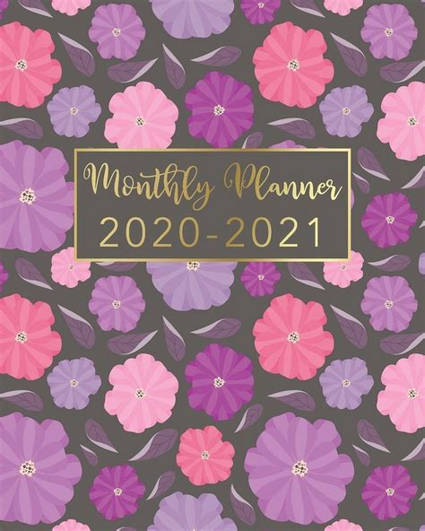 2020 2021 Monthly Planner Pink Gold Floral Design Two Year Monthly