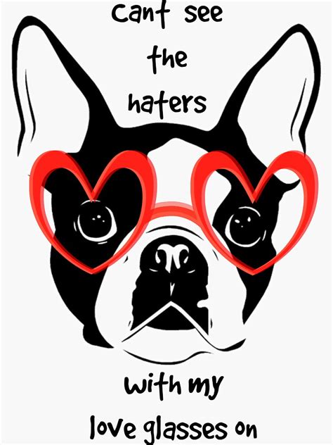 Cant See The Haters Boston Terrier Love Glasses Sticker For Sale By