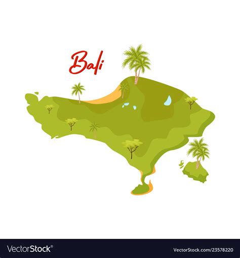 Flat Design Of Bali Map Green Island With Vector Image