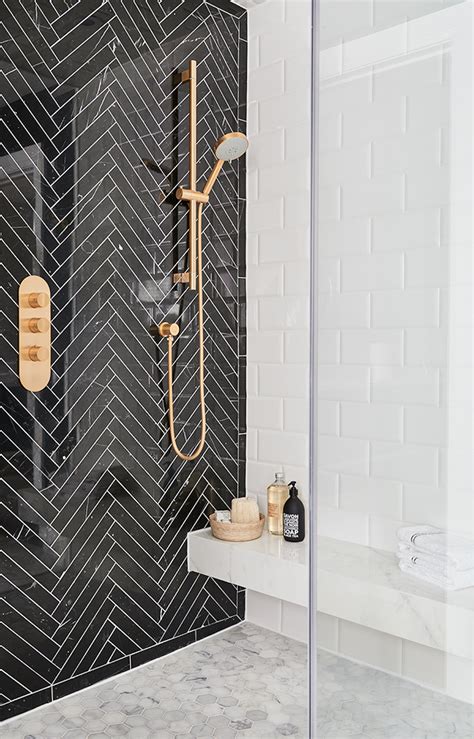 Bathroom wall tiled in scandinavian style with white grouting. Feature walls that make a stunning design statement ...