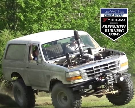 Big Ford Bronco Mud Truck Prepares For Action In The Grass