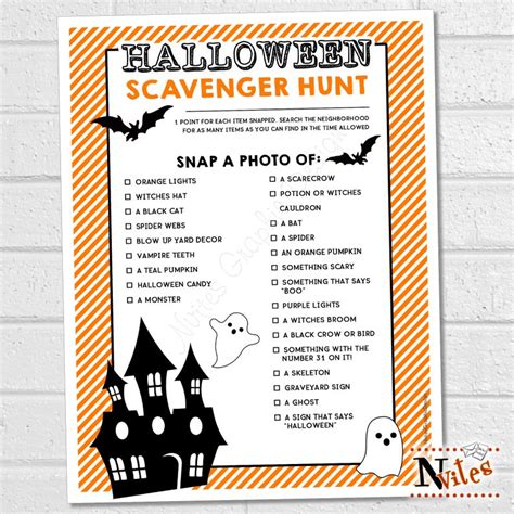 Halloween Scavenger Hunt Neighborhood Scavenger Hunt Fall Etsy