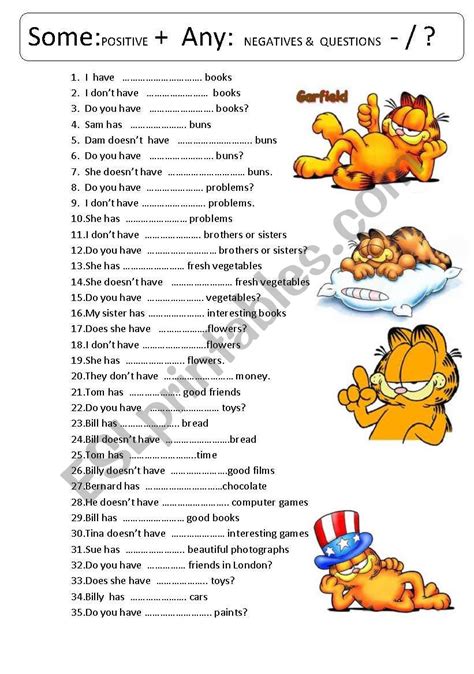 Some Any Kids 35 Sentences With Some And Any Pracise Esl