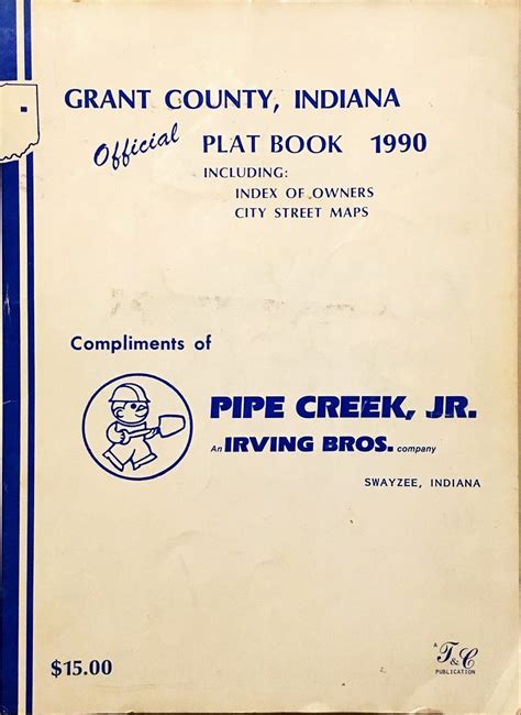 1990 Grant County Indiana Plat Book And City Maps Indiana Grant County Books