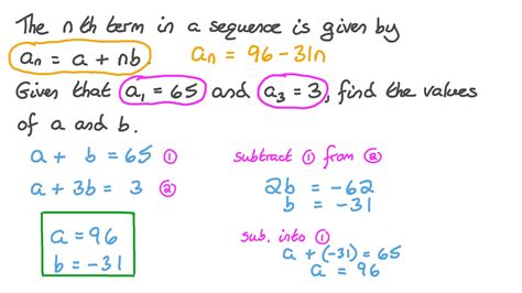 Question Video Using The Properties Of Sequences To Find Unknown Terms