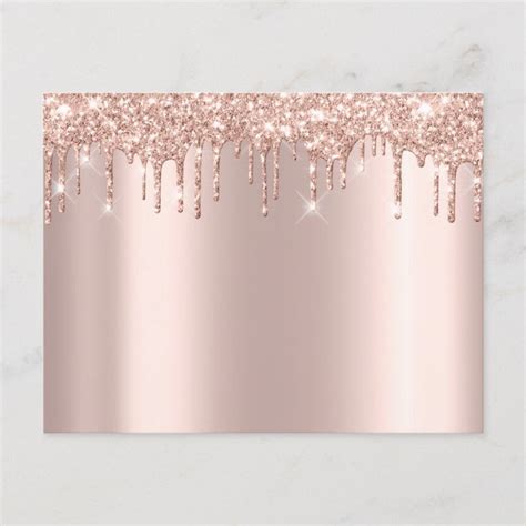 Rose Gold Sark Drips Minimal Simply Glam Announcement Postcard Zazzle