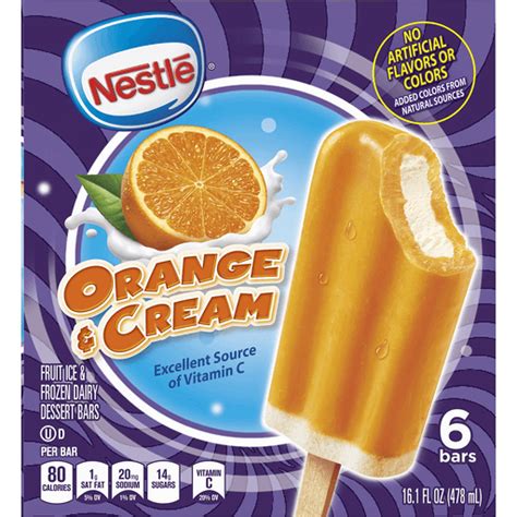Nestle Orange And Cream Fruit Ice And Frozen Dairy Dessert Bars 6 Ct