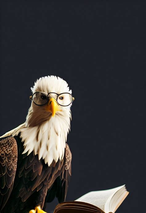 Bald Eagle Wearing Glasses Reading A Book Bald Midjourney