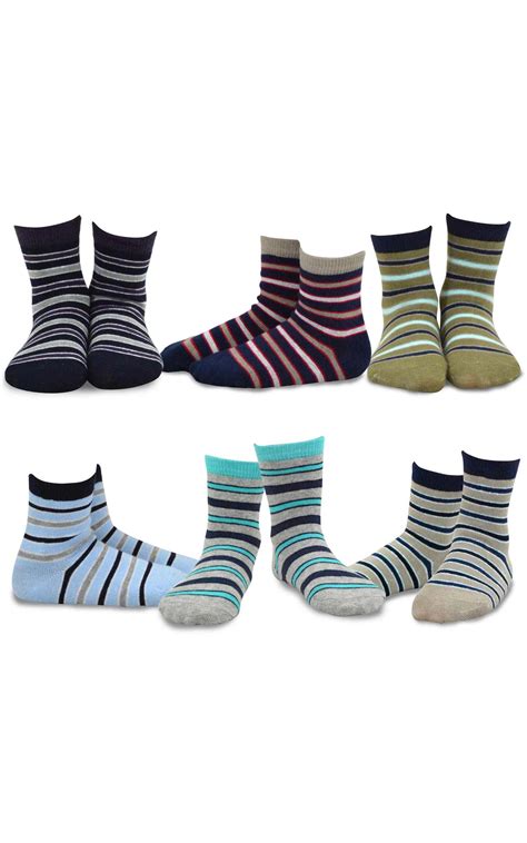 Teehee Little Kids Boys Cotton Fashion Fun Crew Socks 6 Pair Pack 3 5