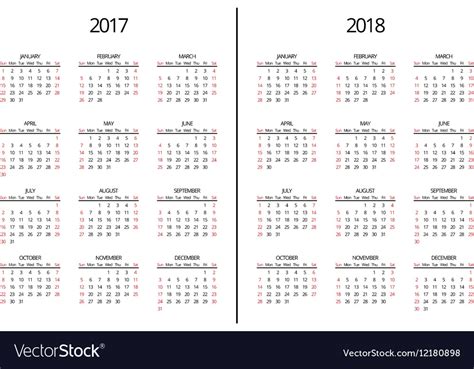 2017 2018 Calendar Printable Pdf