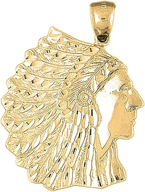 Jewels Obsession 18k Indian Head Pendant 18k Yellow Gold
