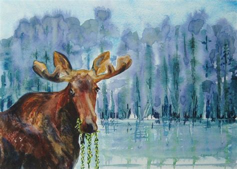 Original moose/ quirky moose/ bull moose/ moose antlers/ | Etsy | Moose painting, Quirky art 