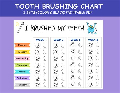I Brushed My Teeth Chart Tooth Brushing Chart Toddler Reward Chart