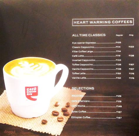 Menu Of Cafe Coffee Day Phase 3 Mohali Dineout Discovery
