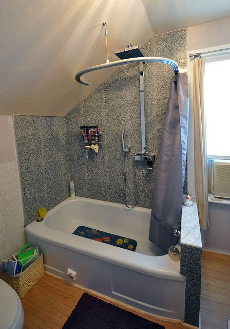 kvartal shower curtain  dormered bathroom ikea