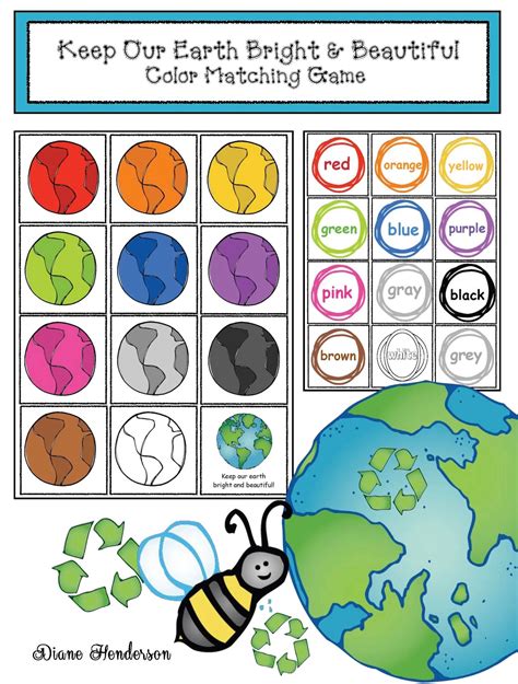 Earth Day Color Matching Game Classroom Freebies