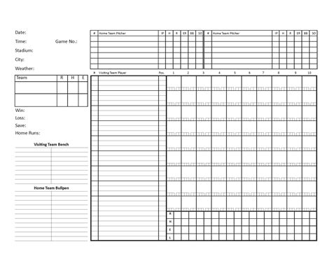 Blank Baseball Scorecard Template Pdf Format E