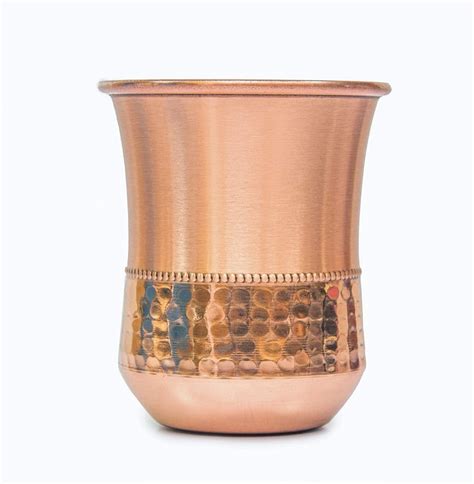 Pure Copper Curvy Two Tone Design Glass Tumbler Cup At Rs 320piece Copper Cup In Mathura